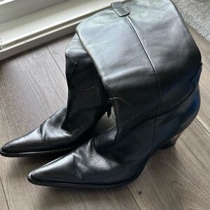Lavorazione Artigiana Black Leather Women's Boots Made in Italy 38